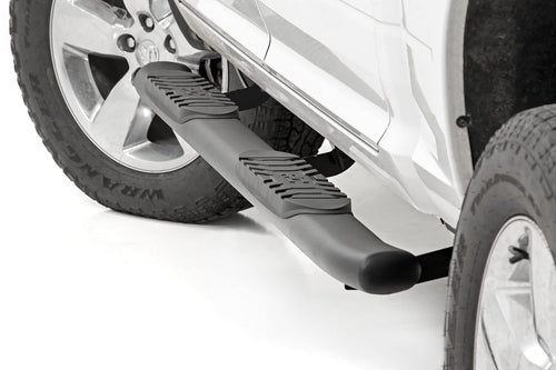 Rough Country Nerf Steps Oval for Ram 1500/2500/3500 (2010-2025) Crew Cab - OEM Style Rails with Built-in Side Steps