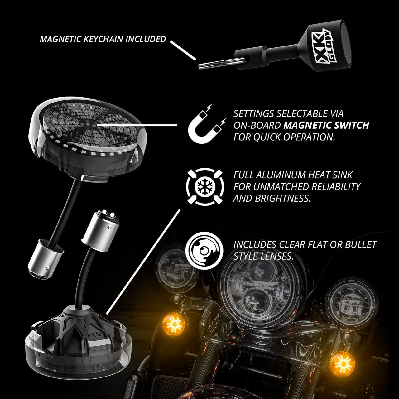 XKGLOW Pro Series MotoTurnz - 1156 Flat Style Front XK-MTP56-FF