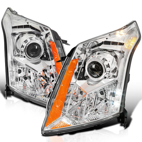 Chrome Projector Headlights SPEC-D TUNING Compatible with 2010-2016 Cadillac SRX, Left + Right Head Lamps Assembly