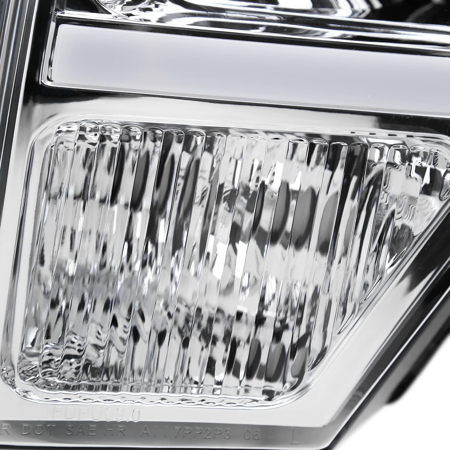 Chrome Projector Headlights w/LED Strips SPEC-D TUNING Compatible with 2009-2014 Ford F-150, Left + Right Pair Headlamps Assembly
