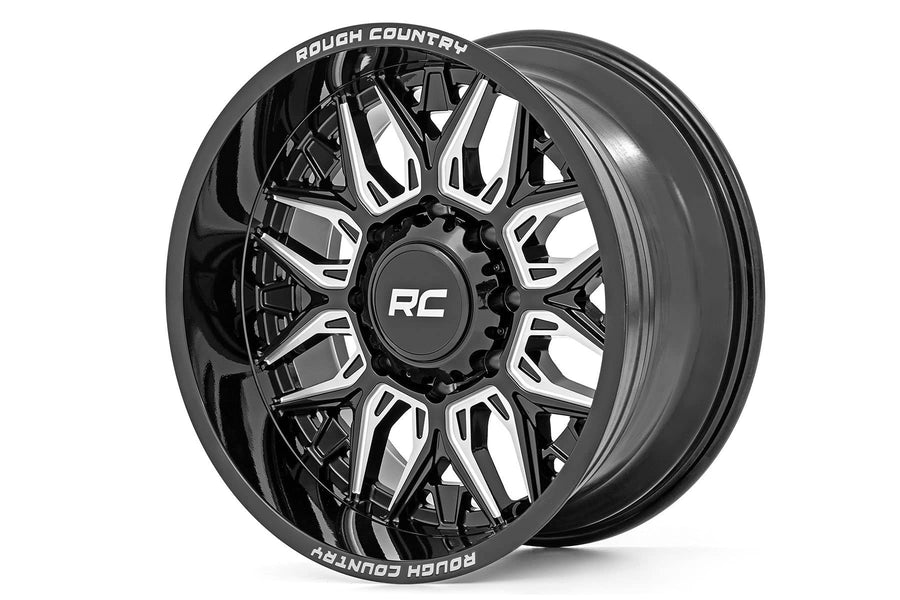 Rough Country One-Piece 86 Series Aluminum Wheel - 20x10, 5x5.0" Bolt Pattern, 19mm Offset, Gloss Black