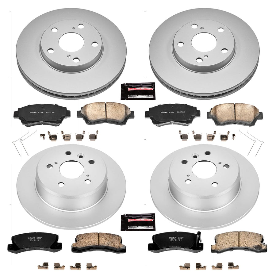 Power Stop CRK2776 Brake Rotor & Coated Ceramic Brake Pads- front & rear For Lexus ES300 1992-1996, Toyota Camry 1992-1996 [Model Specific]