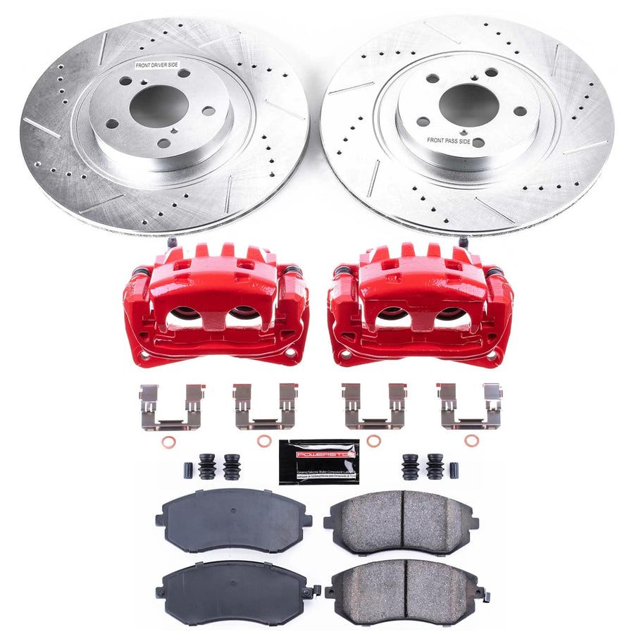 Power Stop Z23 Sport Front Brake Caliper Kit- Brake Pads, Brake Rotors and Brake Calipers For Subaru Baja, Subaru Forester, Subaru Impreza, Subaru Legacy, Subaru Outback [Model Specific]