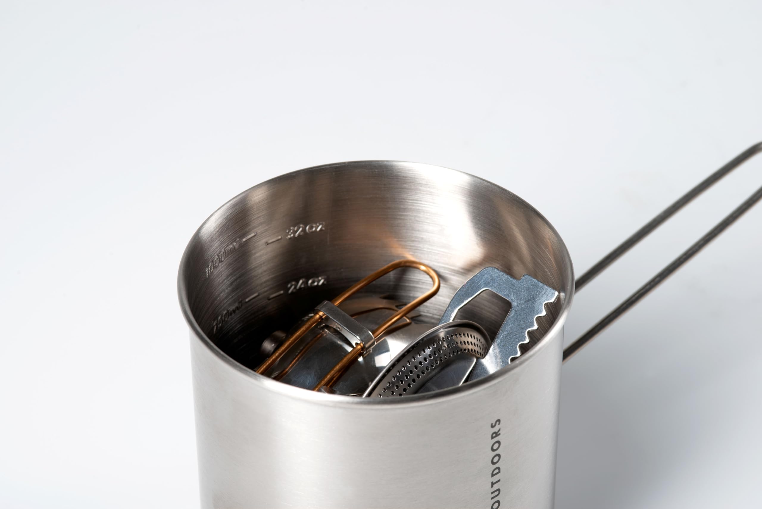 GSI Outdoors Explorer Set Glacier Stainless, Compact Stainless Steel Cookset with Pot, Frypan, Cup, and Bowl, Nesting Camping Cookware for Backpacking, Hiking & Outdoor Cooking
