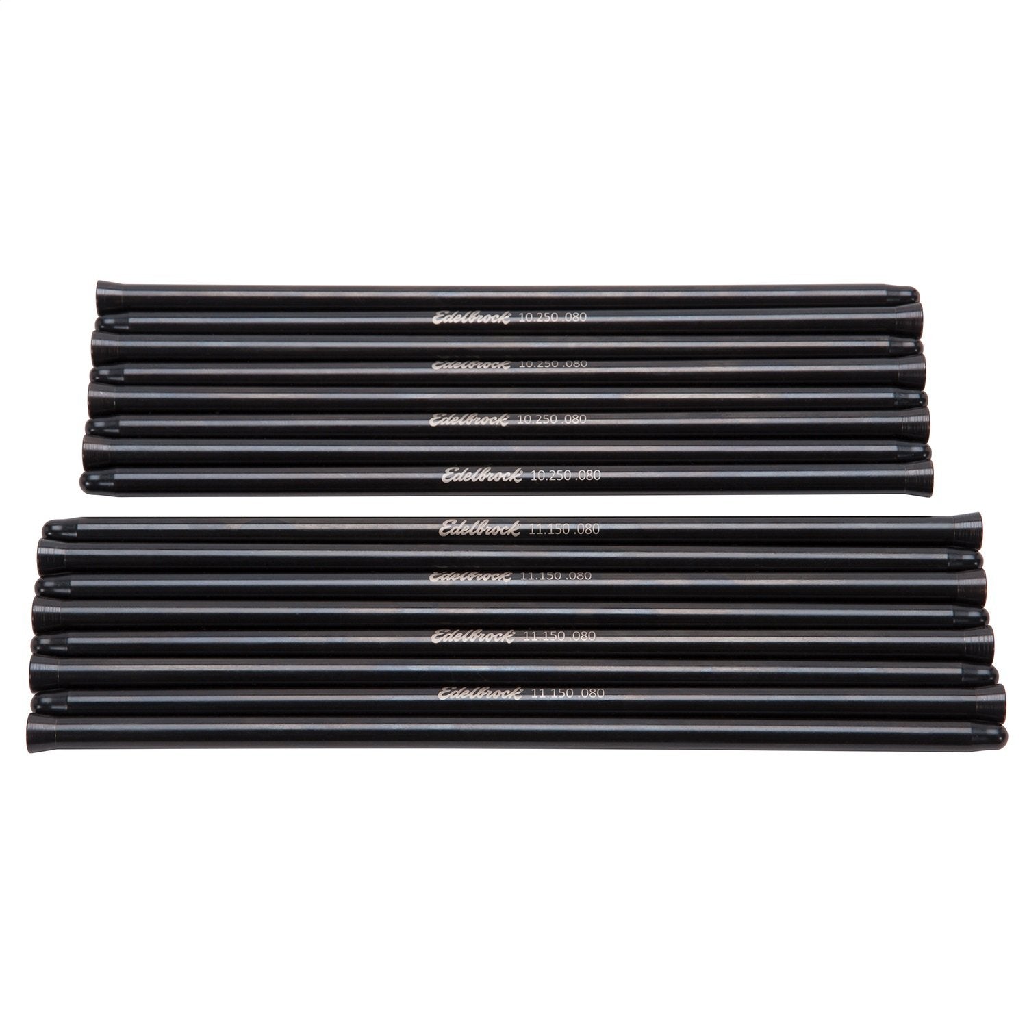 Edelbrock Pushrod Set 3/8 in. O.D. Length 10.250 in. Intake/11.150 in. Exhaust For Hydraulic Roller Lifters 9618