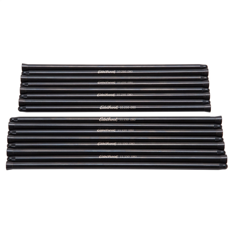 Edelbrock Pushrod Set 3/8 in. O.D. Length 10.250 in. Intake/11.150 in. Exhaust For Hydraulic Roller Lifters 9618