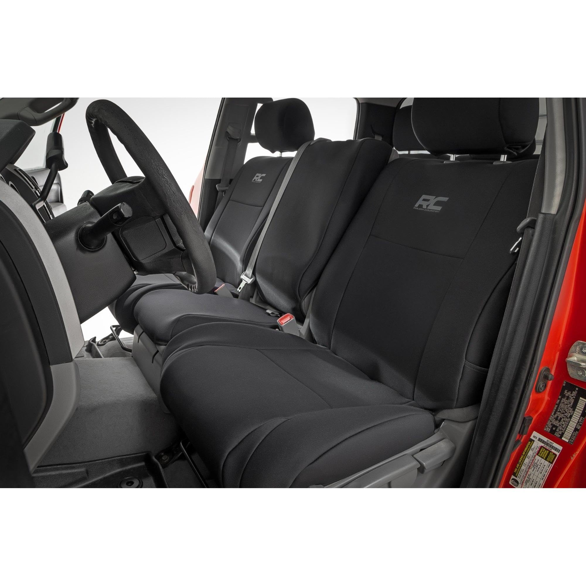Rough Country Neoprene Seat Covers for Crew Cab Toyota Tundra (2007-2013) with Jumpseat - Waterproof & UV Resistant, Foam Padded, Front & Rear Seat Cover Set