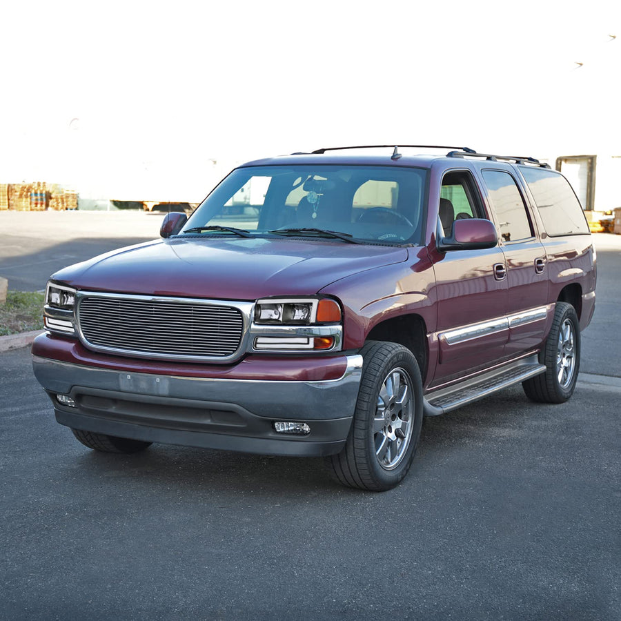 Black LED Tube Headlights + Sequential Bumper Lights SPEC-D TUNING Compatible with 1999-2006 GMC Sierra 1500/2500/3500