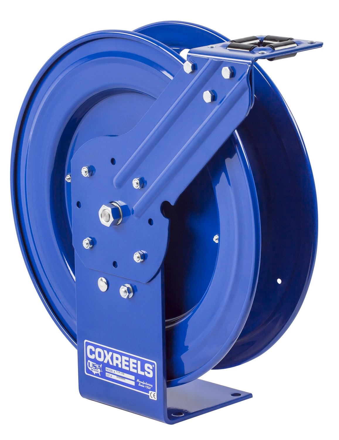 Low Pressure Coxreels P-LPL-450 Retractable Air/Water/Oil Hose Reel: 1/2" I.D., 50' Hose Capacity, without Hose, 300 PSI, Made in USA