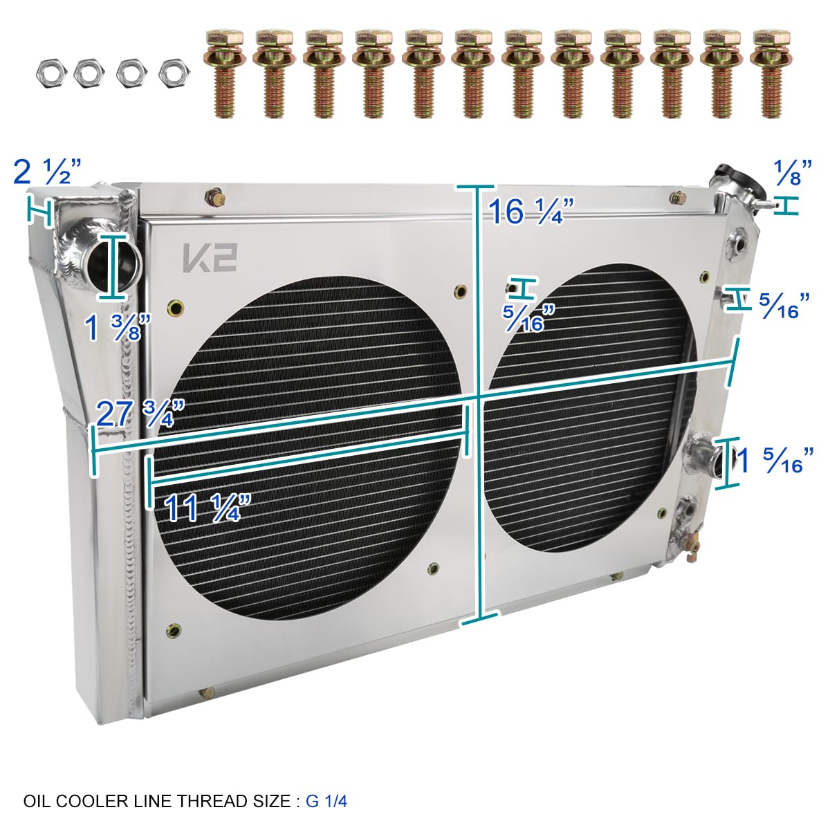 3 Row Radiator with Fan Shroud Spec-D Tuning Aluminum Compatible with 1982-2002 Chevrolet S10 Blazer V8