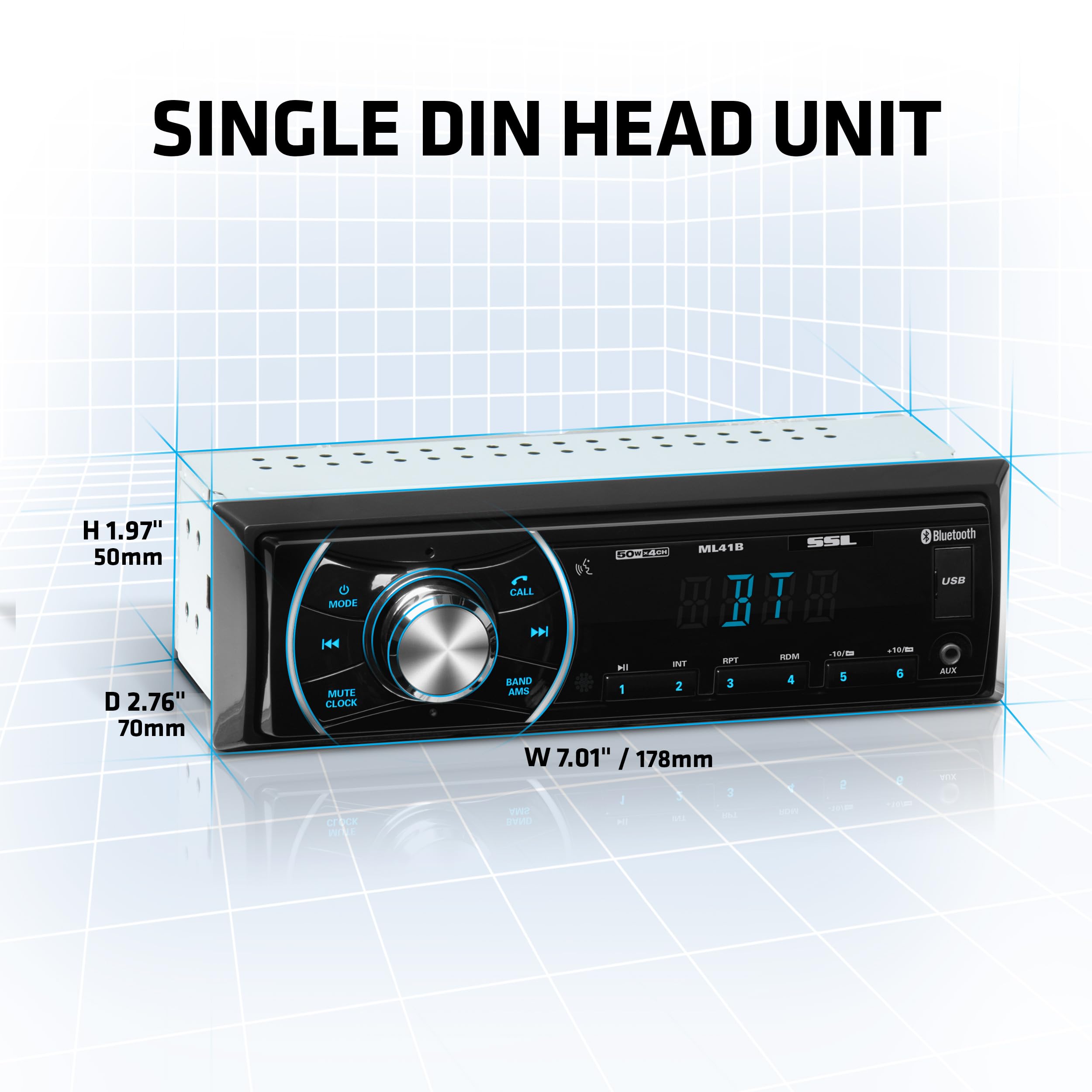 Sound Storm Laboratories ML41B Car Audio Stereo - Bluetooth, Single Din, No CD DVD Player, FM Radio Receiver, USB, AUX Input, Wireless Remote Control
