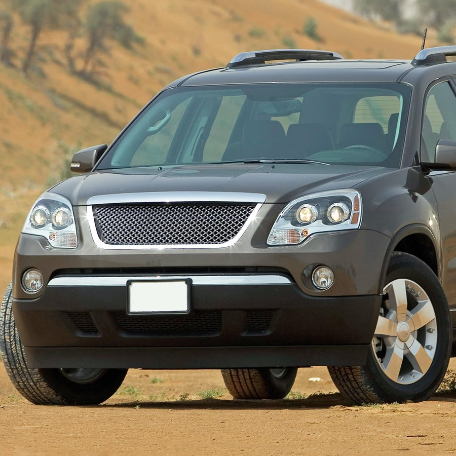 Chrome Mesh Spec-D Tuning Front Hood Grille Grill Compatible with 2007-2009 GMC Acadia