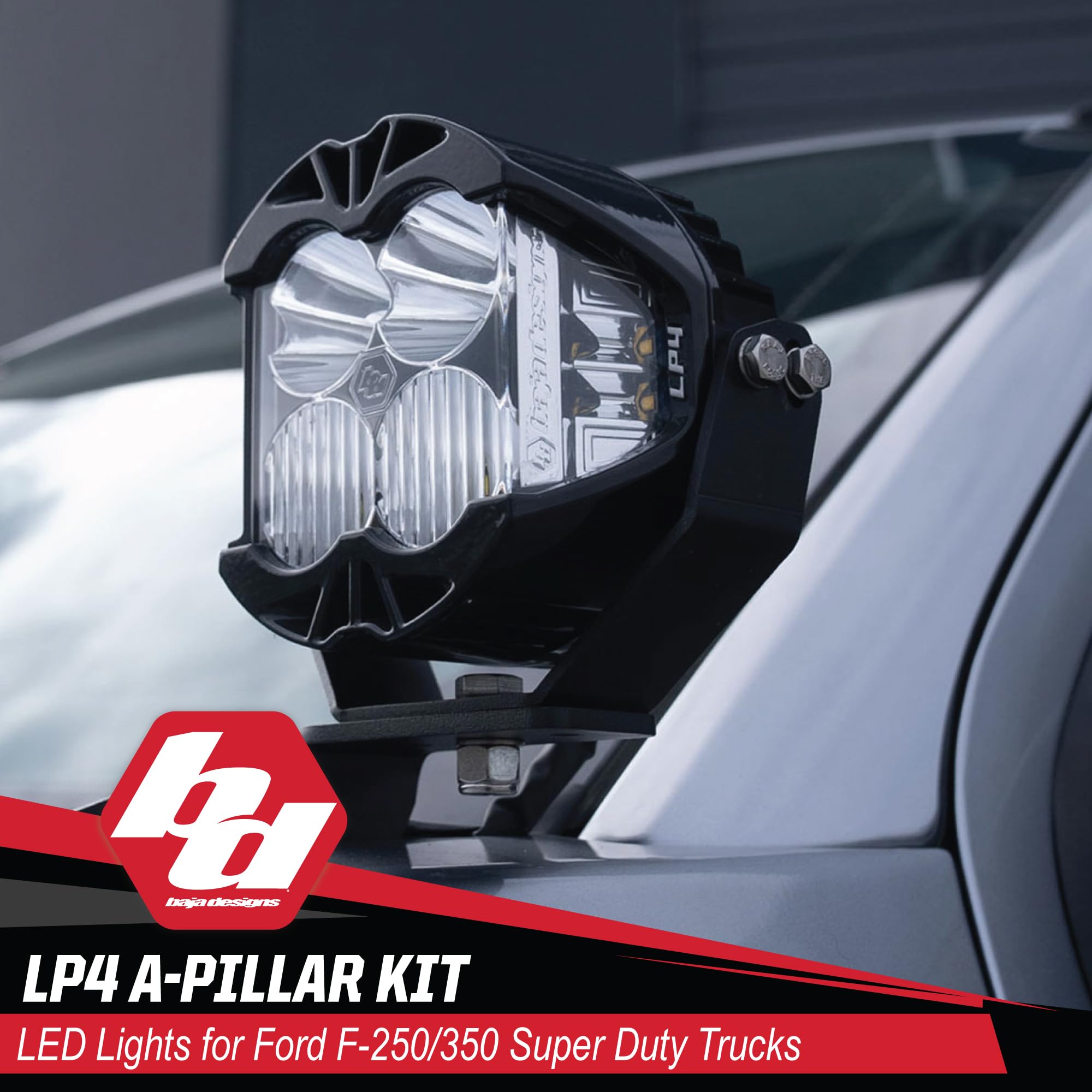 Baja Designs A-Pillar Light Kit LP4 for Ford Super Duty 23-On Truck with 2 Lights, Upfitter Harness and Mounting Accessories