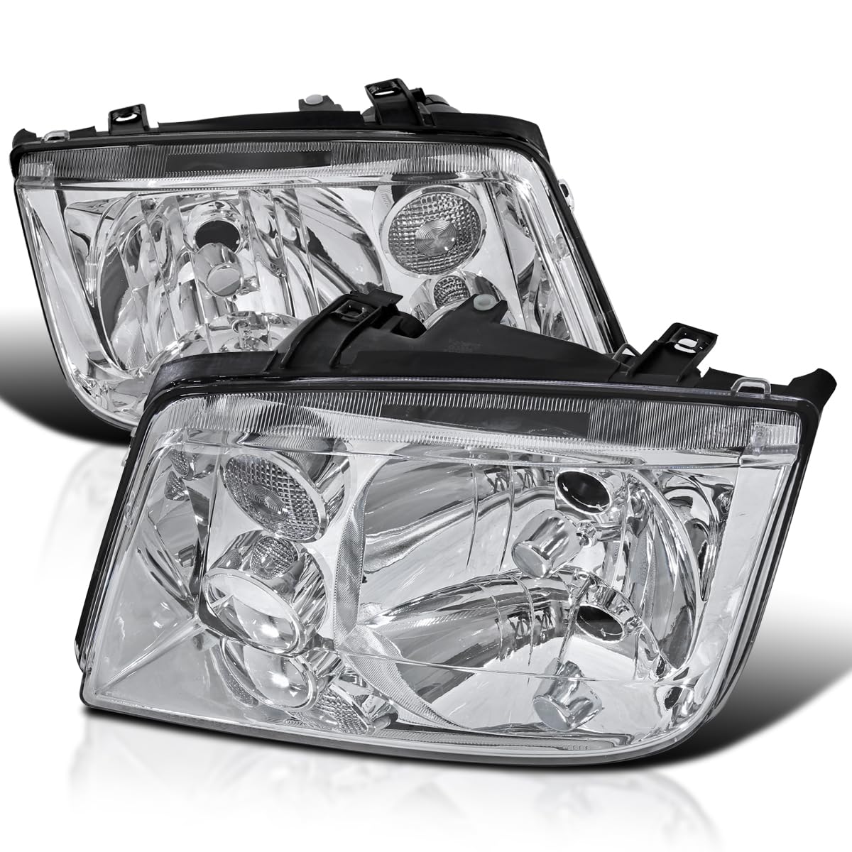 Clear SPEC-D TUNING w/o Built-in Fog Lights Compatible with 1999-2005 Volkswagen Jetta Bora Mk4 L+R Pair Head Light Lamp Assembly