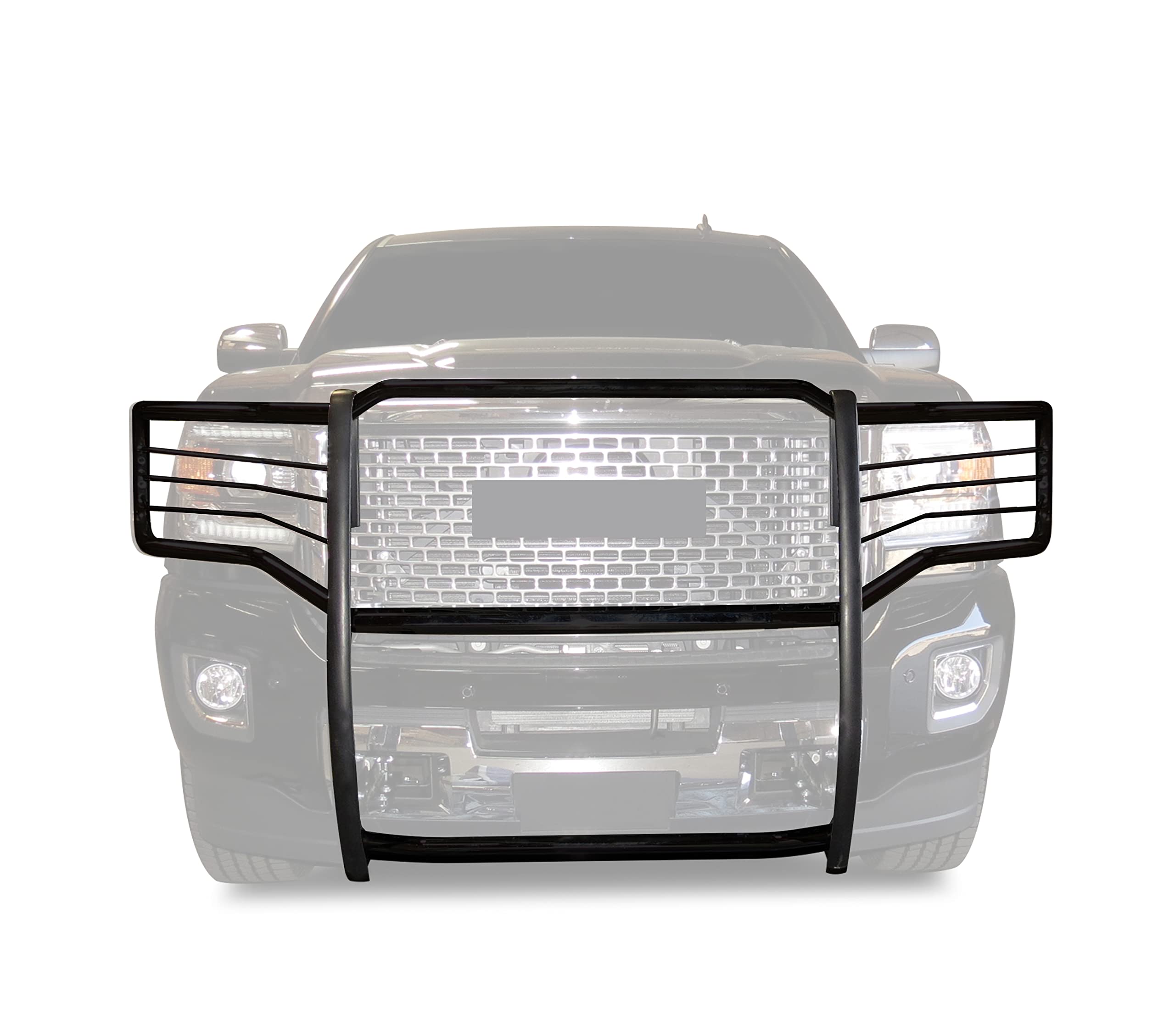 Bumper Guard Black Horse Grille brush Modular Black Compatible with 2015-2019 GMC Sierra 2500 HD|2015-2019 GMC Sierra 3500 HD-17GS14MA