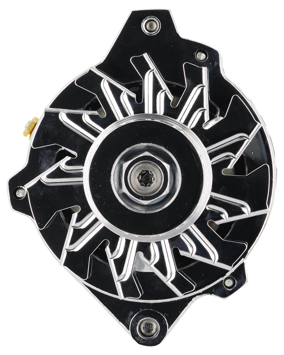 Alt GM CS130 Chrome 140A 1V Pulley Str MTG 6.14" Side BAT Post 1-Wire or OE Hookup Powermaster