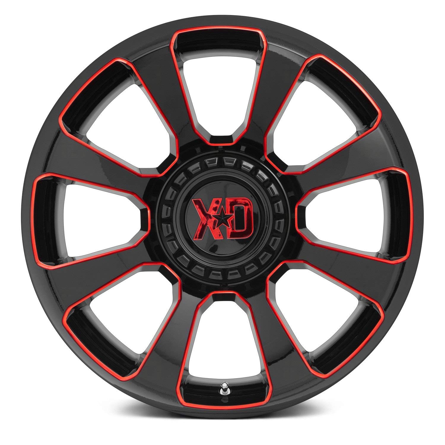 20x9 XD854 REACTOR, Bolt Pattern: 6x135/5.5, Offset: 18, GLOSS BLACK MILLED WITH RED TINT, set of 1