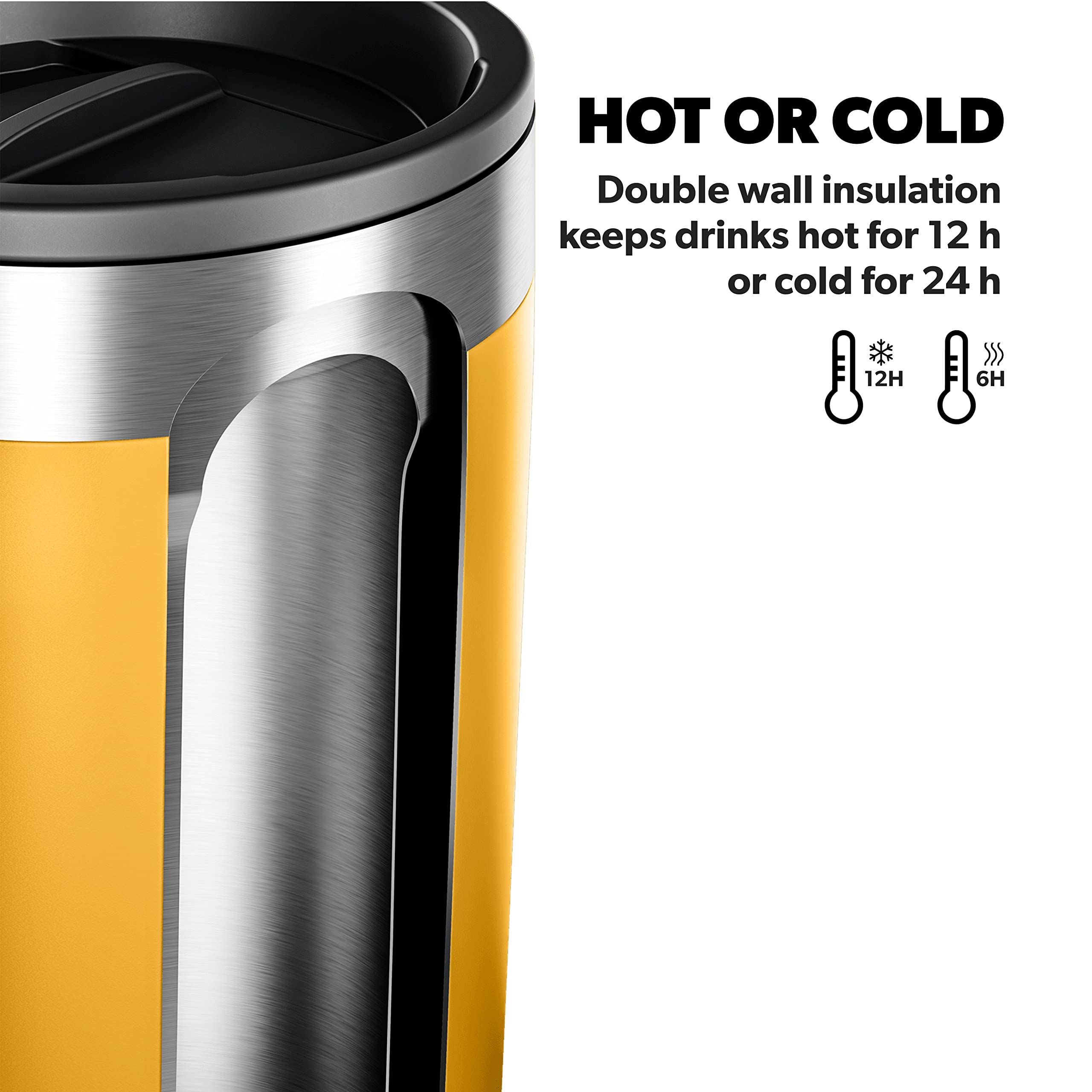Thermo Dometic Tumbler, Stainless Steel, Vacuum Insulated with Splash Resistant Press-fit Function Lid (Mango, 10 Oz)