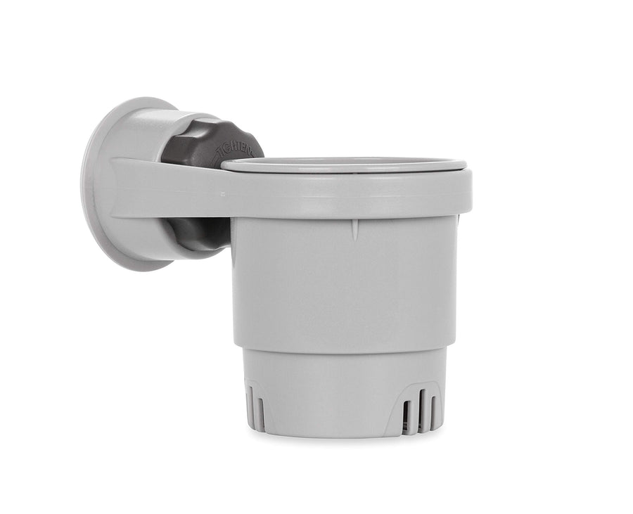 Cup Holder Camco with Mechanical Suction Cup - Provides a Secure Location for Your Beverage - Compatible with Most Cups, Cans, Bottles and Tumblers - Gray (53091)