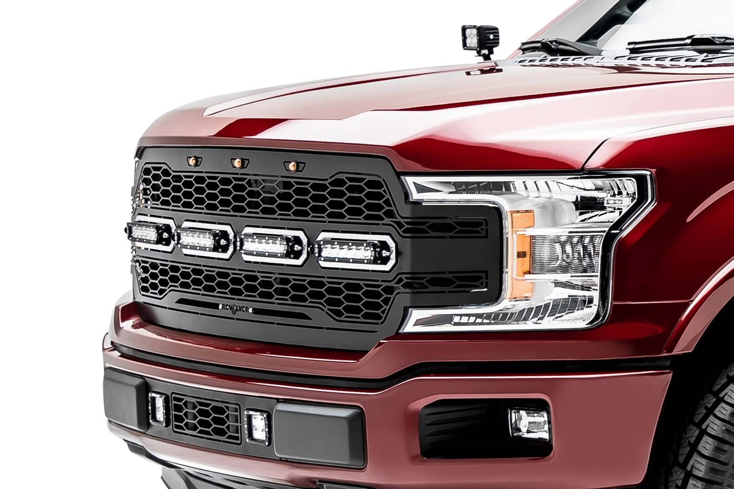 T-Rex Grilles Revolver Grille 2018-2020 F-150, Black, 1 Pc, Replacement with (4) 6 Inch LEDs, Does Not Fit Vehicles with Camera - PN #6515841