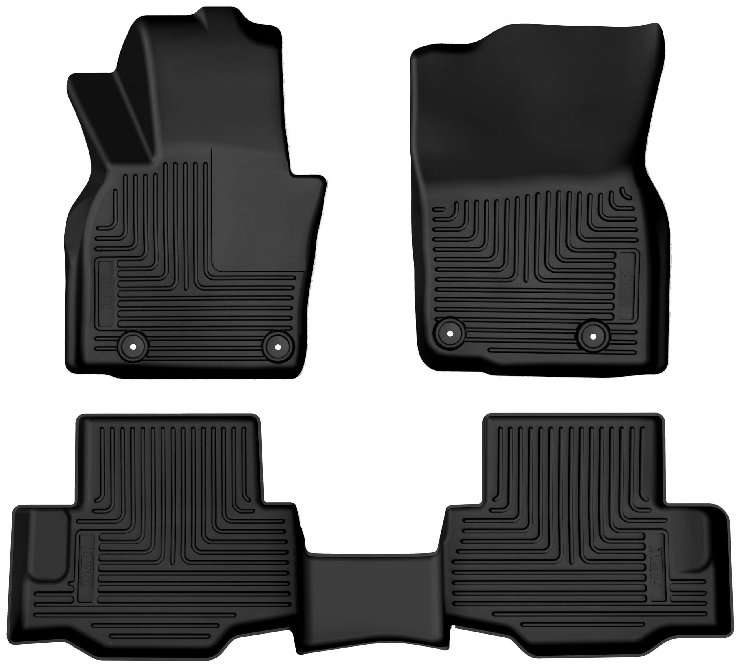 Weatherbeater Husky Liners Floor Mats | Fits 2024-2026 Mazda CX-90 | Front & 2nd Row, 3-pc Black - 95481