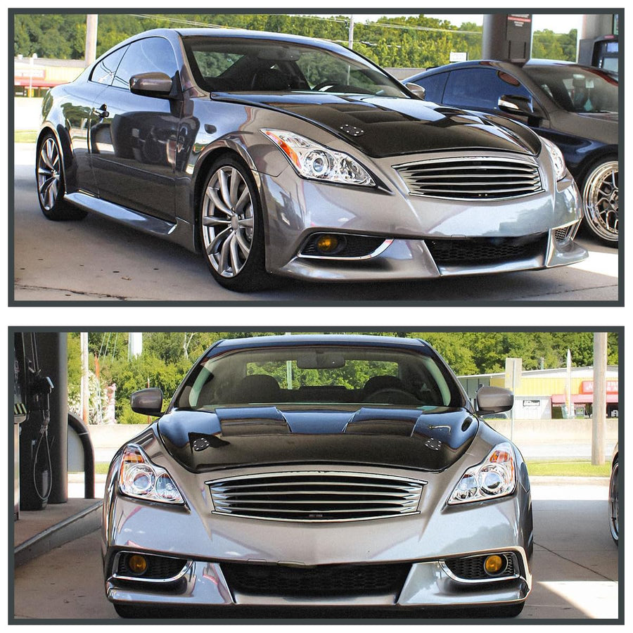 Chrome Projector Headlights SPEC-D TUNING w/Integrated Fog Lights Compatible with 2008-2015 Infiniti G37, Q60 2DR Coupe, Left + Right Pair Headlamp Assembly