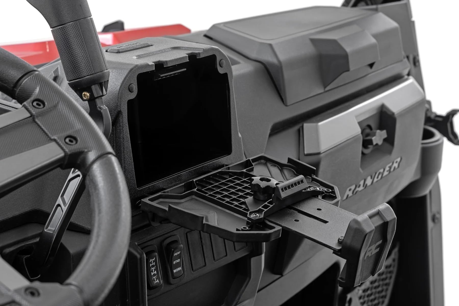 Center Console Storage Box Rough Country with Phone Tablet Holder for Polaris Ranger UTV