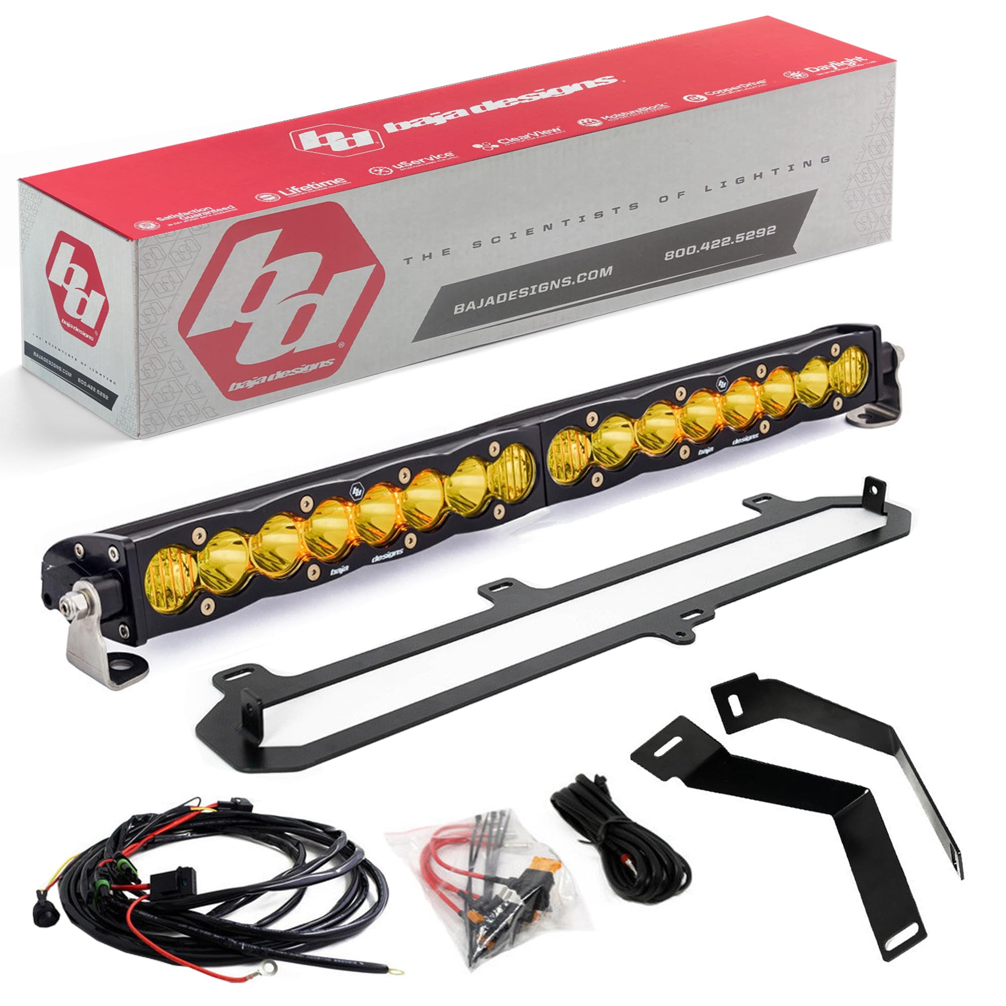 Baja Designs 20-inch S8 LED Grille Light Kit for Toyota Tundra Truck TRD Grille (Driving Combo; Amber)