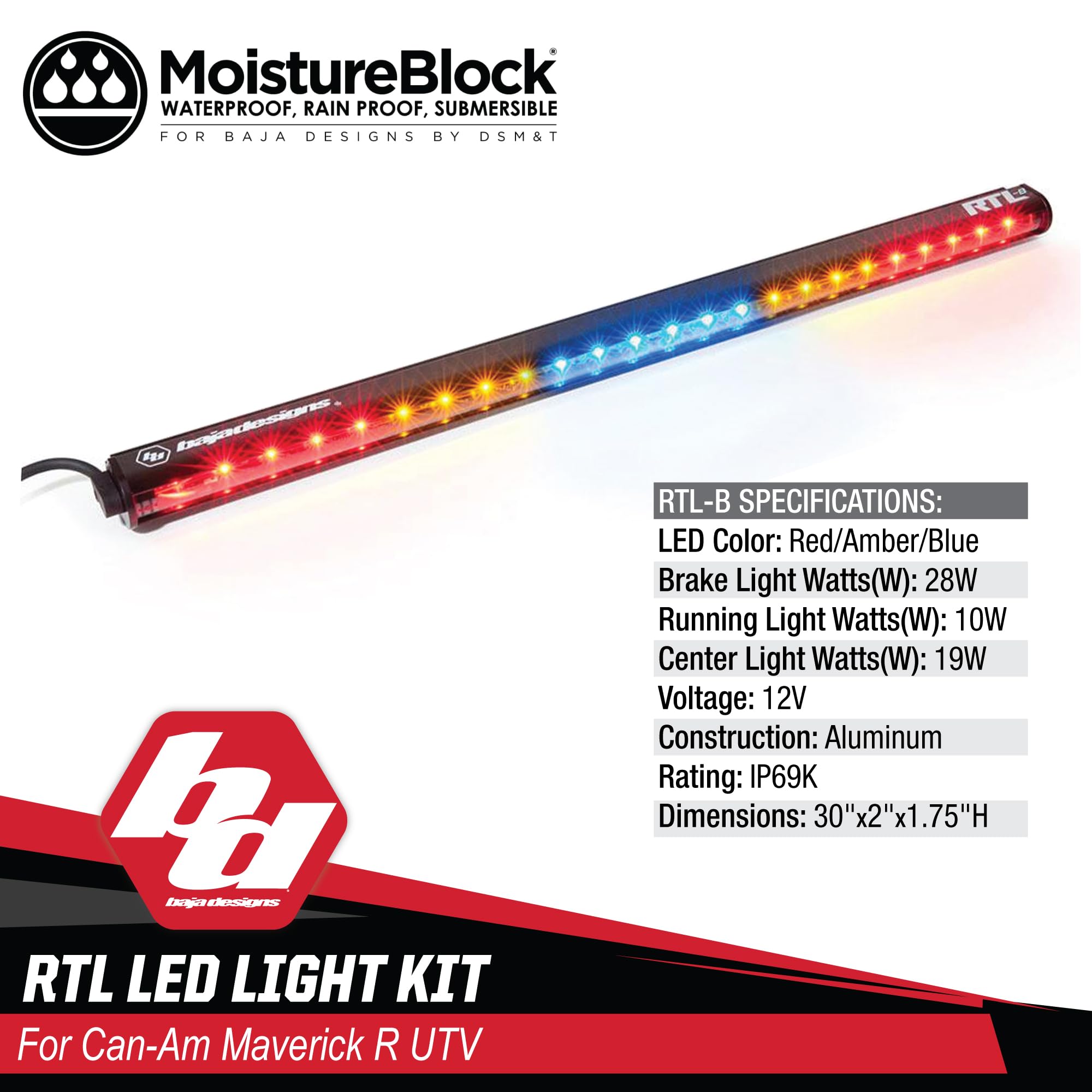 RTL-B Baja Designs Rear LED Light Kit for Can-Am Maverick R UTV