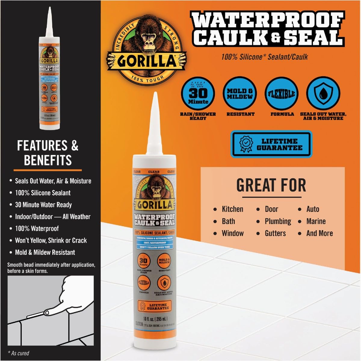 10 Oz. Clear Gorilla Caulk & Seal - 1 Each
