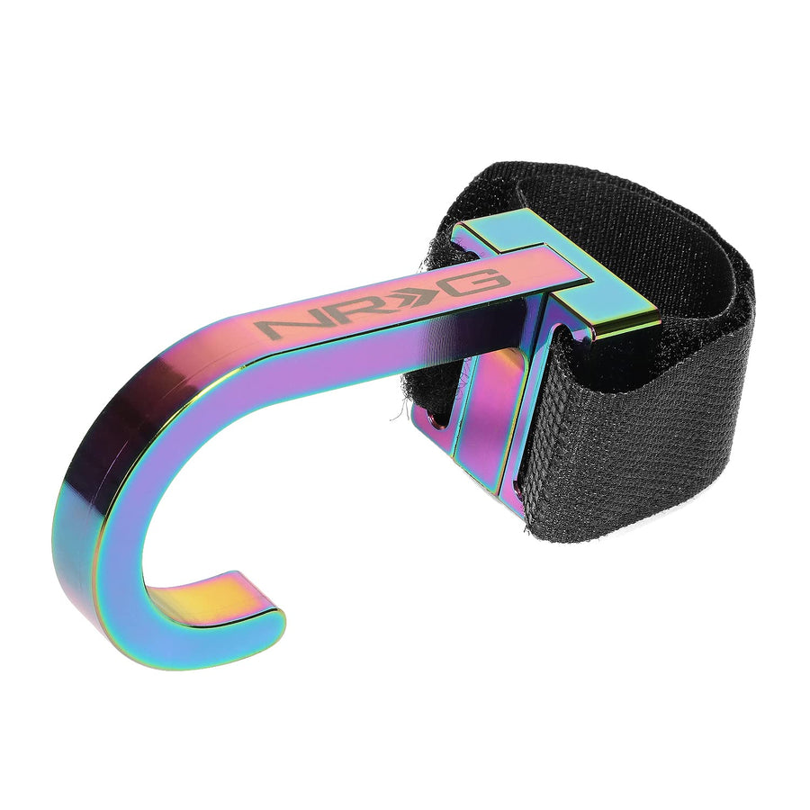 NRG Innovations Steering Wheel Hook STR-100MC CNC Aluminum Neochrome Anodized Adjustable Nylon Strap Streeing Wheels Secured