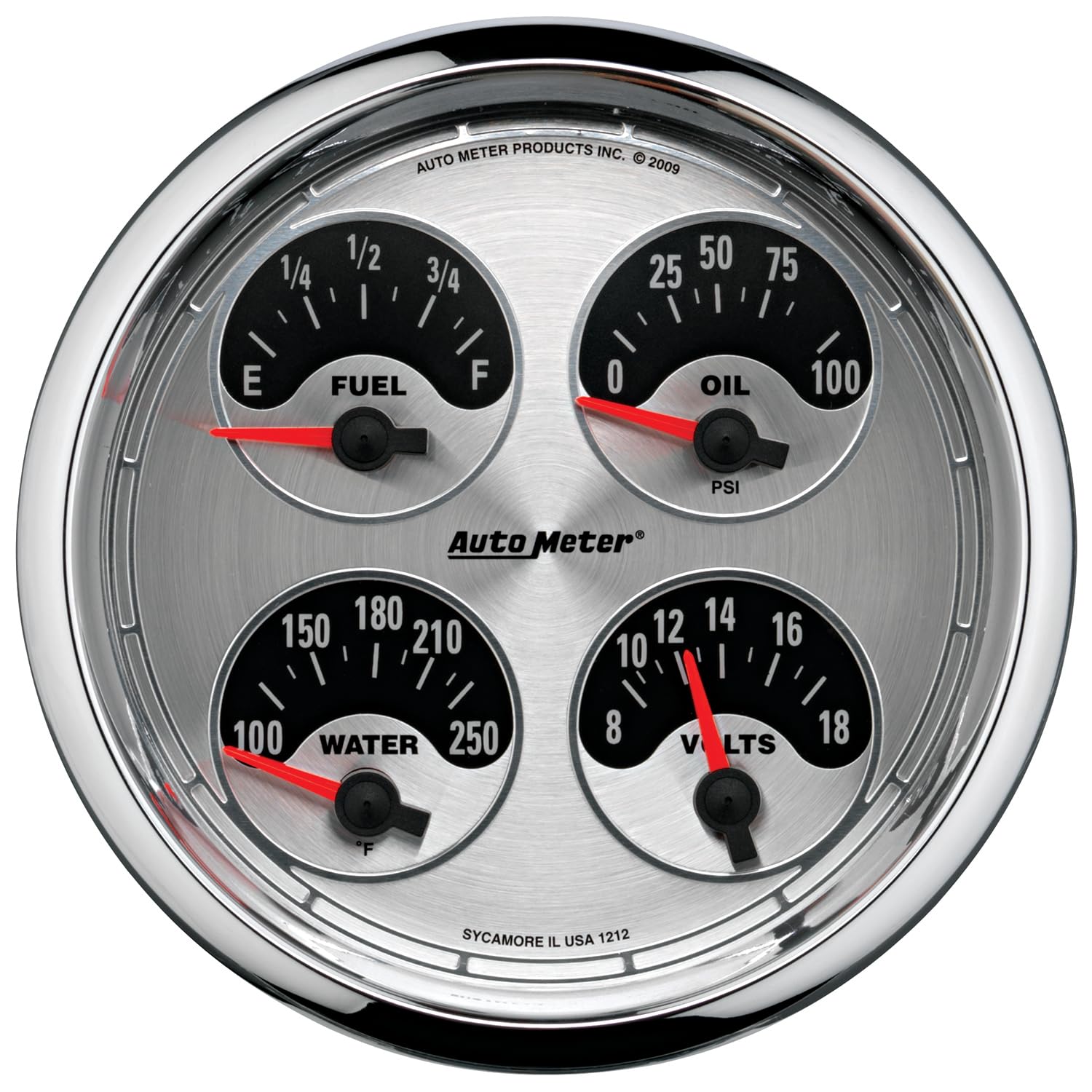 American Muscle Auto Meter 1212 5" Short Sweep Electric Quad Gauge