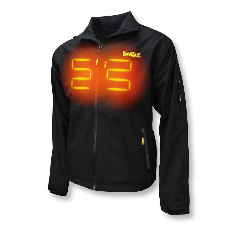 DEWALT Men's Heated Standard Soft Shell Structured Jacket with Battery Black Size L