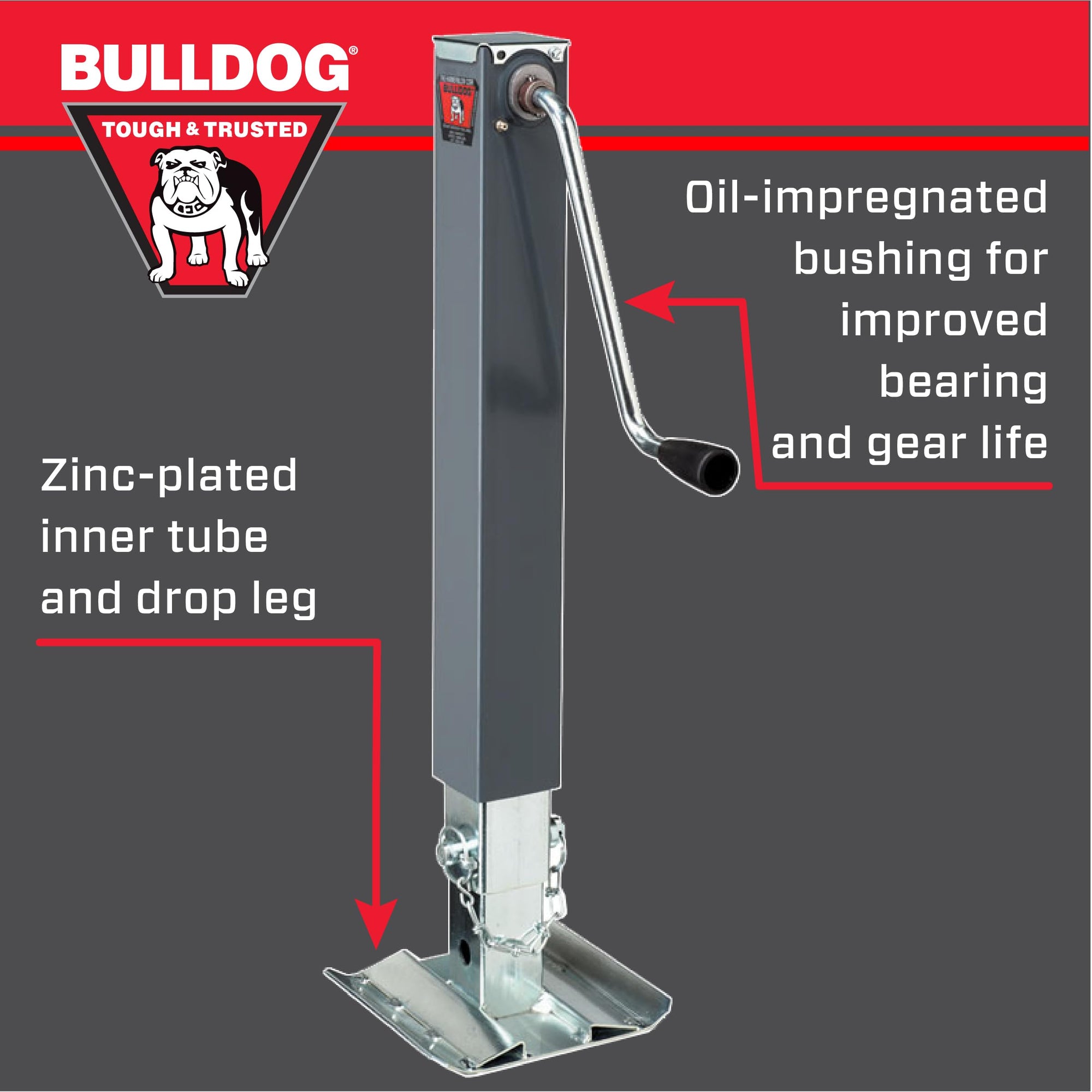 180455 BULLDOG Square Jack, 10000 lb. Load Capacity, Gray
