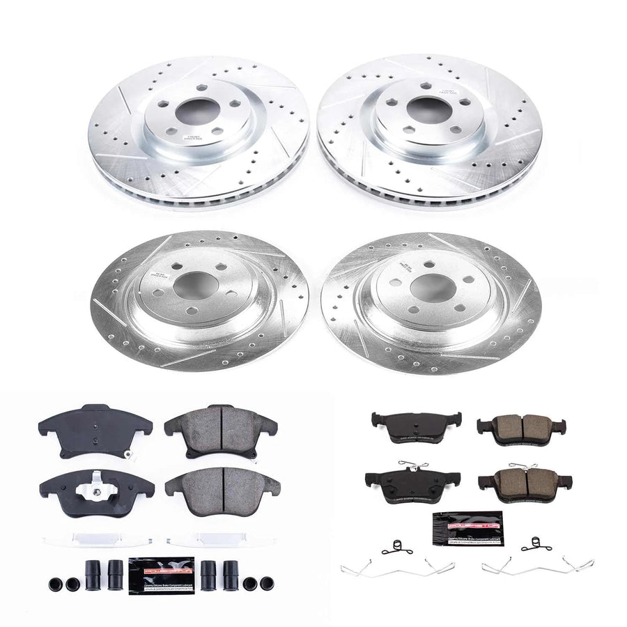 Power Stop K8541, Front and Rear Z23 Brake Kit-Drilled/Slotted Brake Rotors & Carbon Ceramic Brake Pads