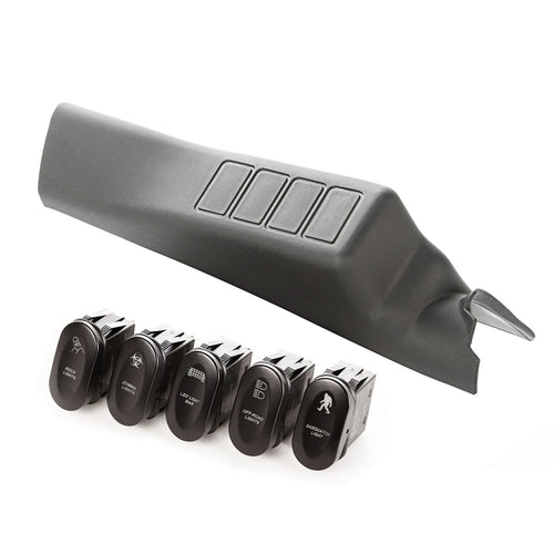 Switch Pod Kit, Rugged Ridge | A-Pillar, 4 Etched Switches, LHD | 17235.71 | Fits 2011-2018 Jeep Wrangler JK