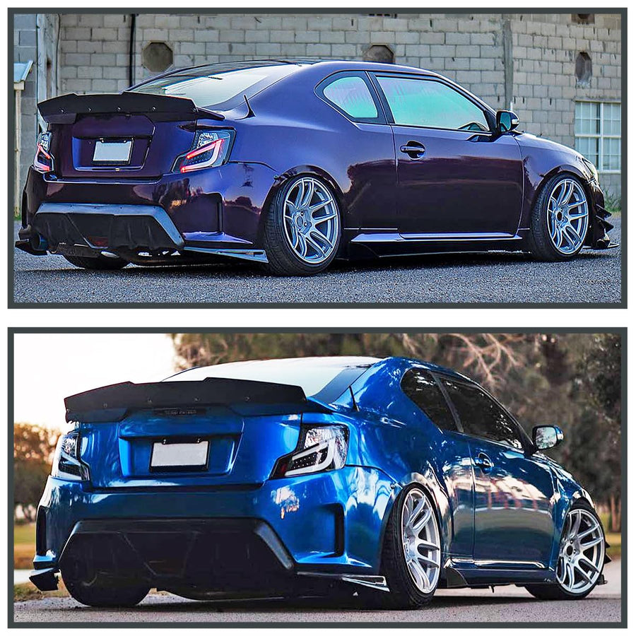 Black LED Tail Lights w/White LED Light Bar SPEC-D TUNING Compatible with 2011-2013 Scion tC, Left + Right Pair Assembly