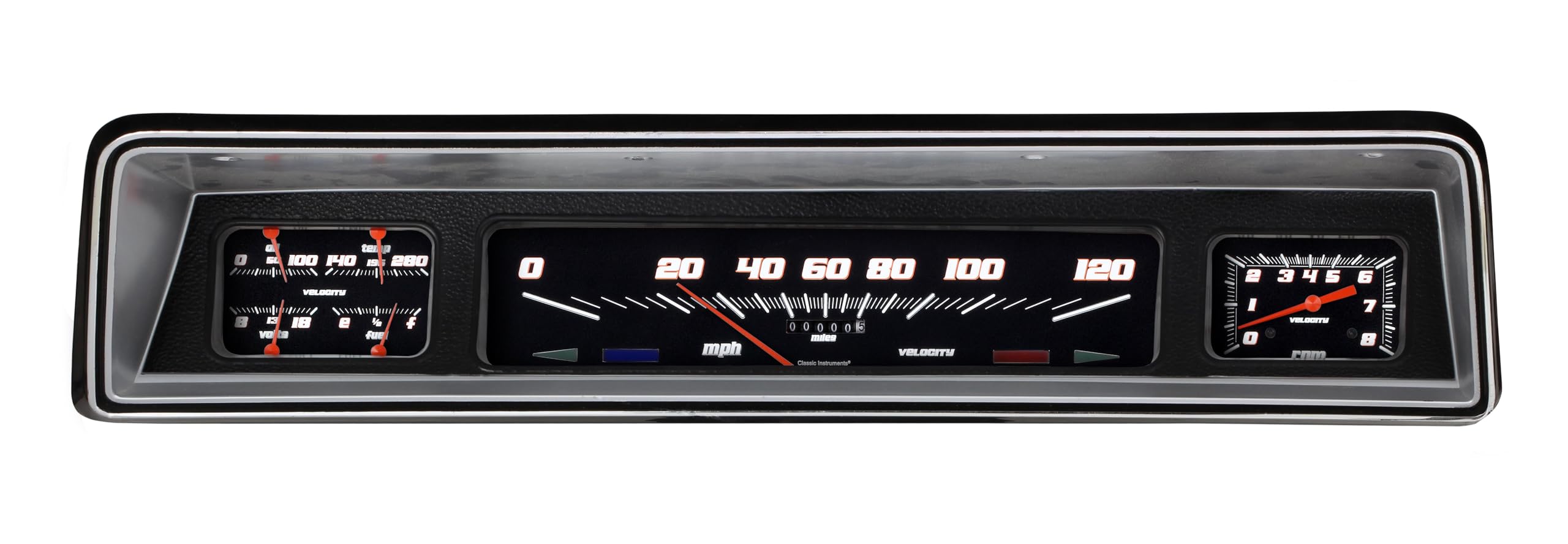 Velocity Black Classic Instruments NO66VSB Direct Fit Gauge Package Fits 1966-1967 Nova Factory Instrument Bezel