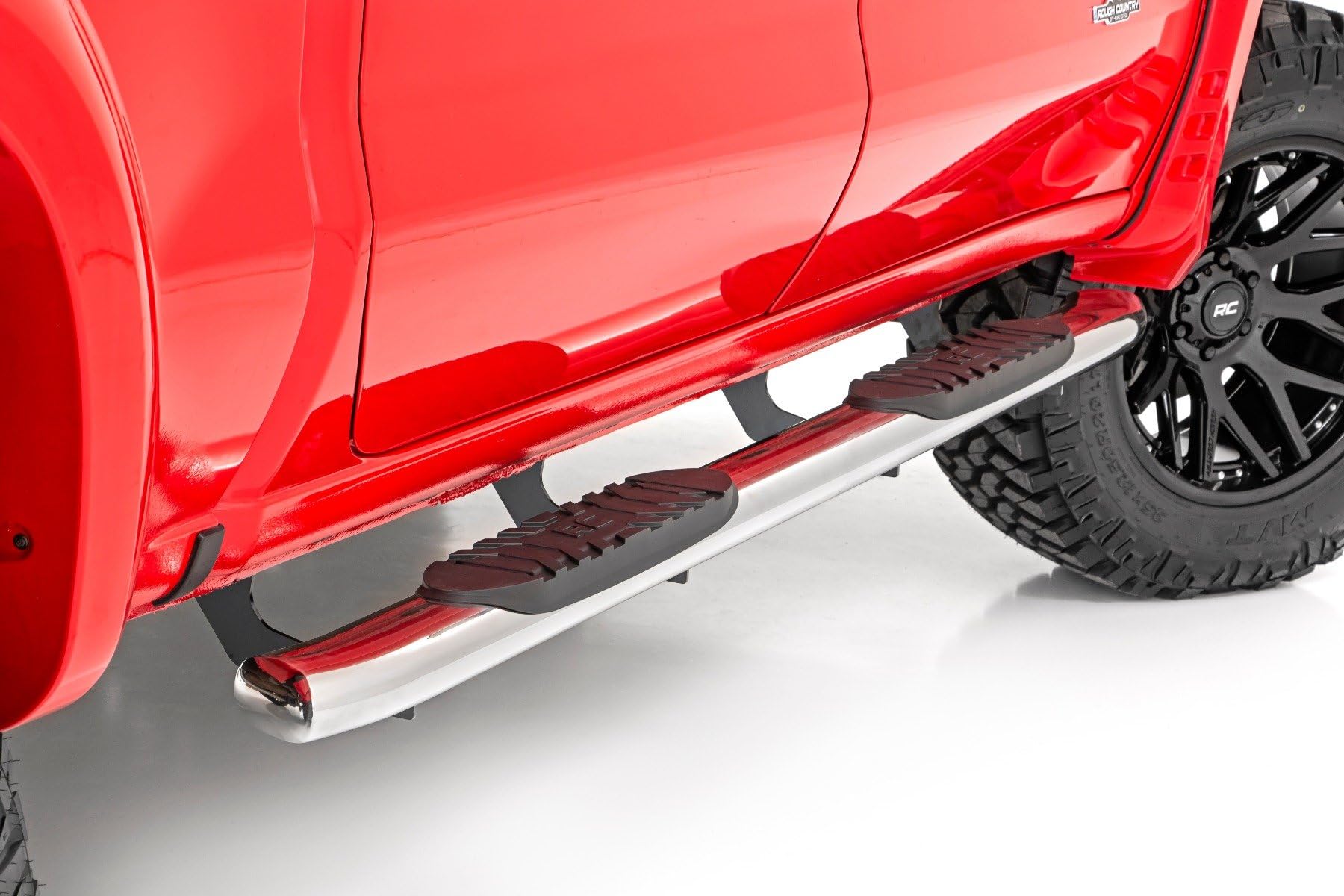 Rough Country Oval Stainless Steel Nerf Steps for Chevy Silverado & GMC Sierra 1500/2500HD/3500HD (2019-2026) Crew Cab - OEM Style Rails with Built-in Side Steps