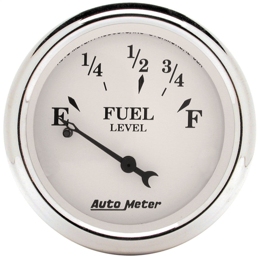 AUTO METER 1607 White Old TYME Fuel Level Gauge , 2 1/16" - Short Sweep/Electric