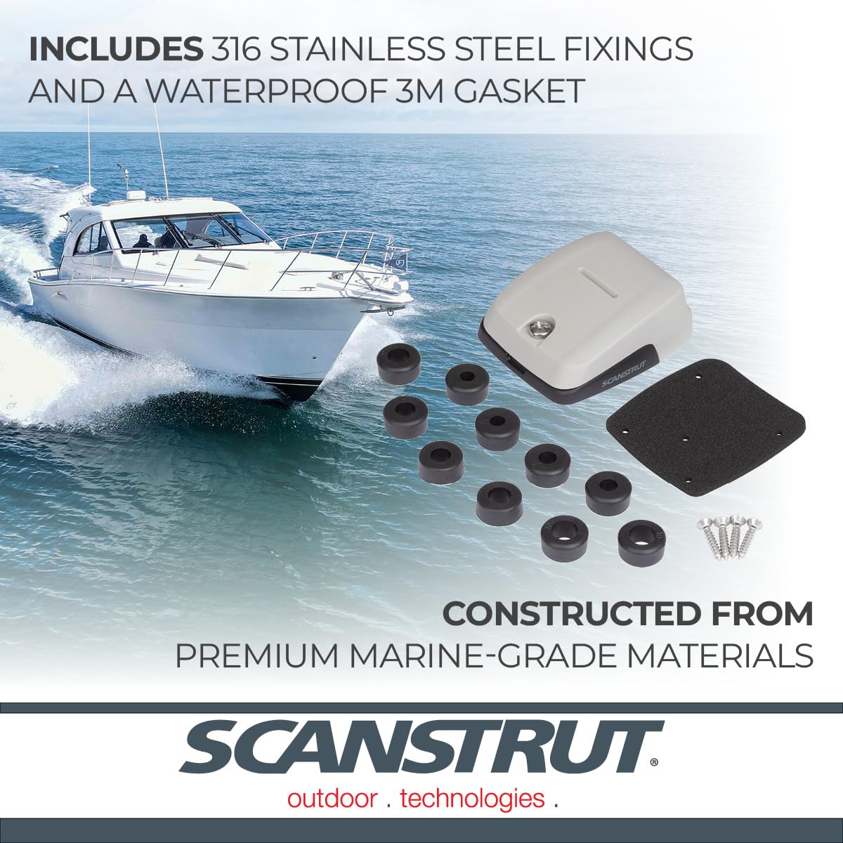 Scanstrut Double-Entry Horizontal Cable Seal - Grey - Multiple Cable Combinations