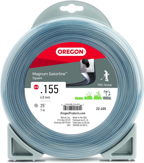 Oregon Heavy-Duty 22-455 Magnum Gatorline Square String Trimmer Line .155-Inch Diameter 1-Pound Donut, 25 ft, Gray