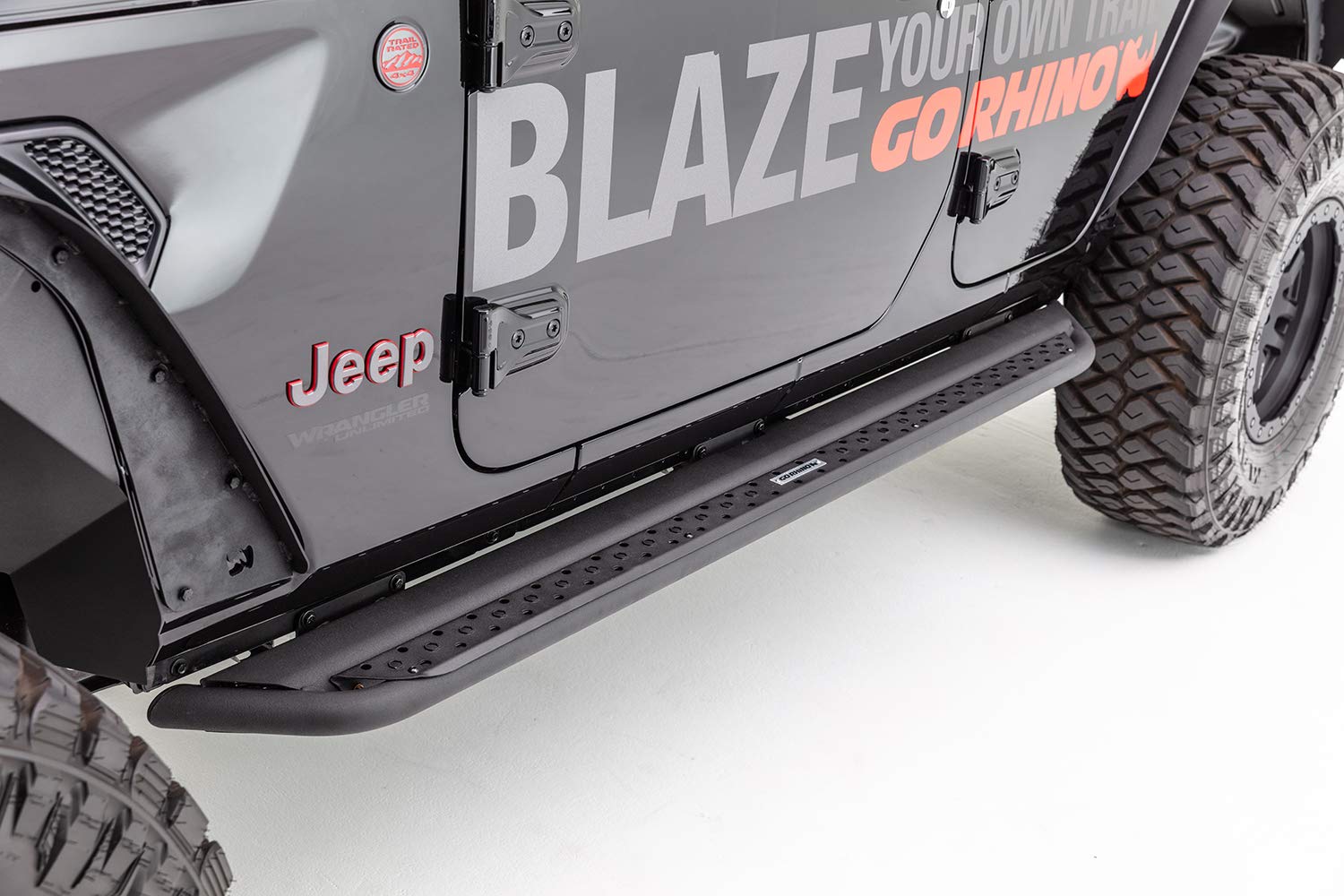 Dominator Xtreme Go Rhino DSS Sidestep & Brackets | Mild Steel, Textured Black | DSS4205T | Fits 2019-2023 Ram 1500 Classic Crew Cab; 2010-2024 Ram 2500, 3500 Crew Cab & Others (See Description)