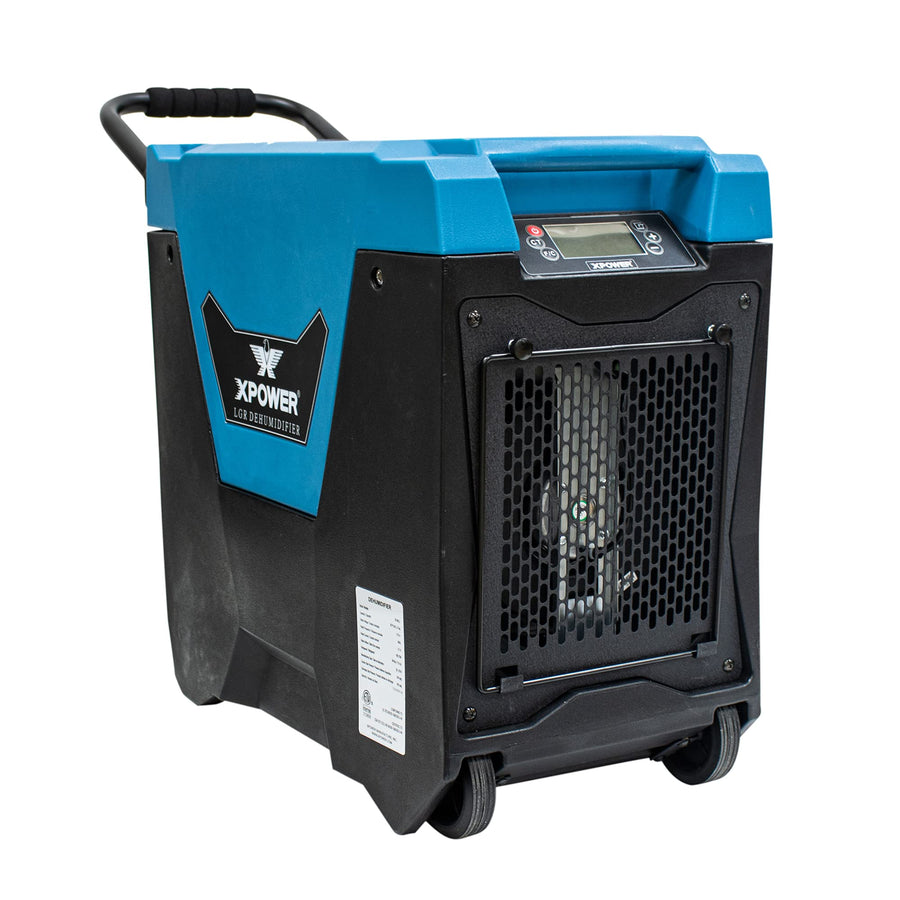 XD-85L2 XPOWER 145-Pint LGR Commercial Dehumidifier with Automatic Purge Pump, Drainage Hose, Handle and Wheels for Water Damage Restoration, Clean-up Flood, Basement, Mold, Mildew (Blue)