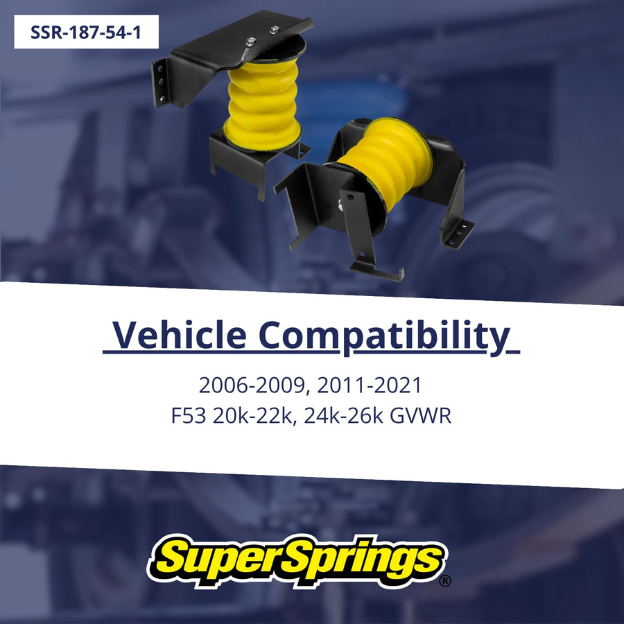SumoSprings Rear Maxim for Ford F-53 | SuperSprings SSR-187-54-1 | Left/Right Pair | 7000 (lb) Capacity at 50% Compression | Made in the USA, yellow