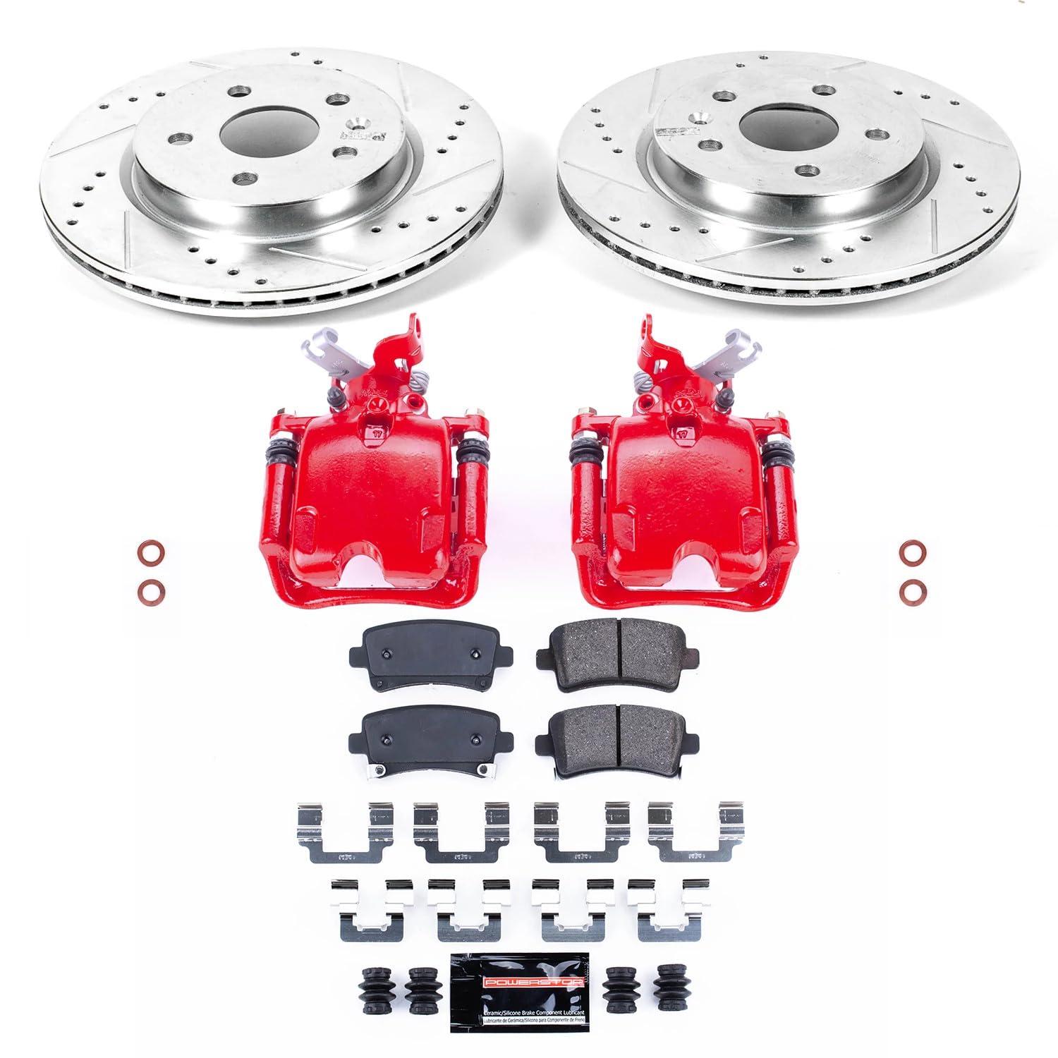 Power Stop Z23 Evolution KC5547 Rear Brake Kit-Drilled/Slotted Rotors, Carbon Ceramic Brake Pads & Calipers For Buick LaCrosse, Buick Regal, XTS, Chevy Impala, Chevy Malibu, Saab 9-5 [Model Specific]