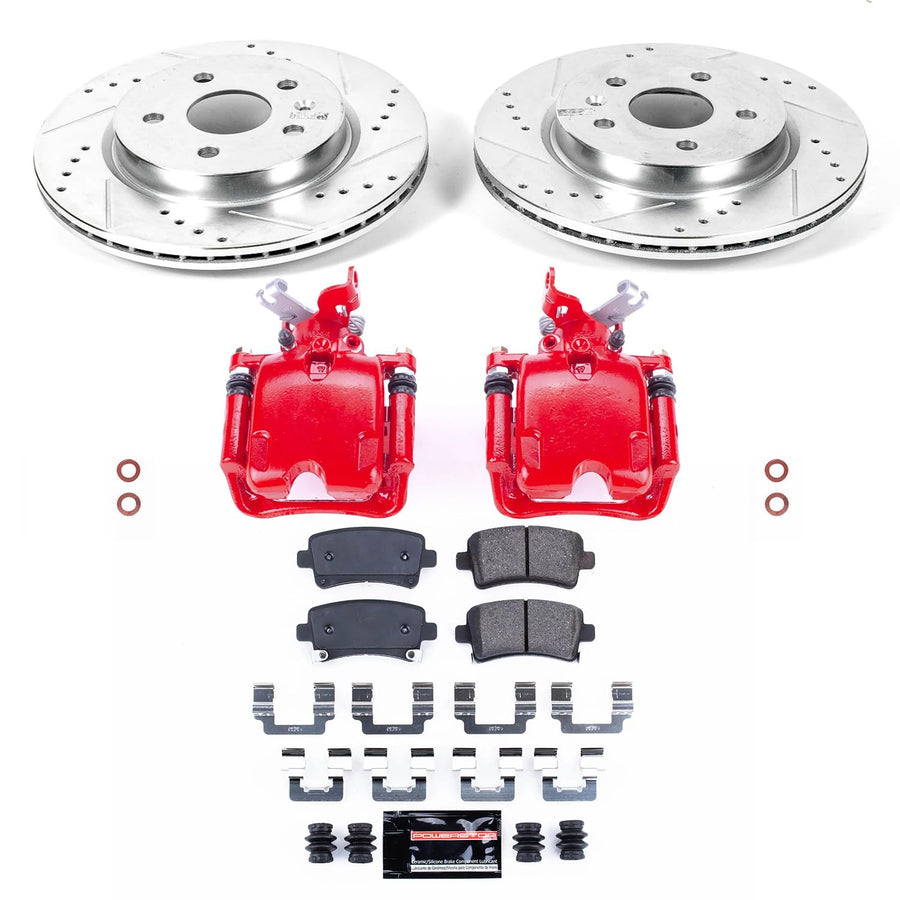 Power Stop Z23 Evolution KC5547 Rear Brake Kit-Drilled/Slotted Rotors, Carbon Ceramic Brake Pads & Calipers For Buick LaCrosse, Buick Regal, XTS, Chevy Impala, Chevy Malibu, Saab 9-5 [Model Specific]