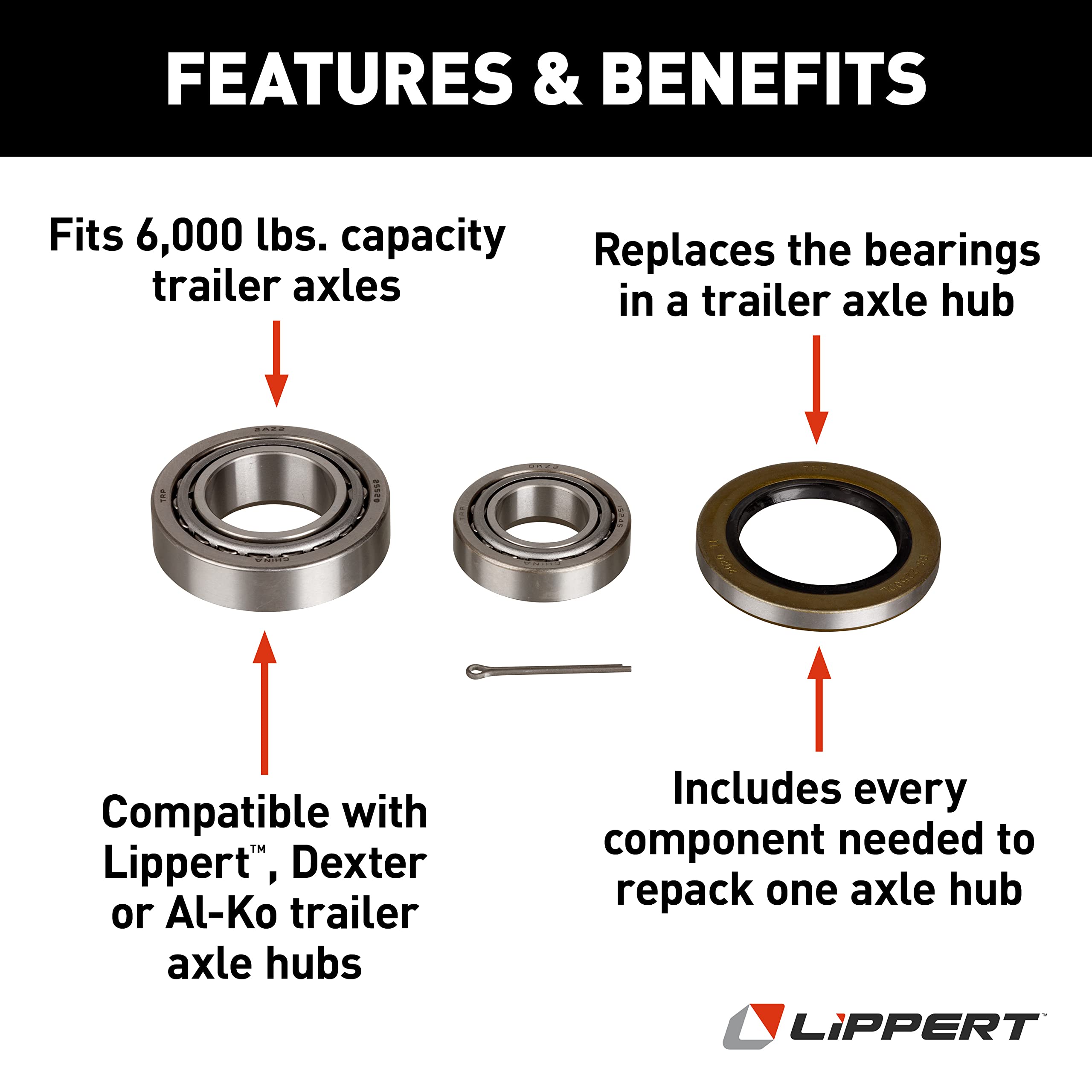 Lippert RV and Trailer 333950 Axle Bearing Replacement Kit 6,000 lbs.