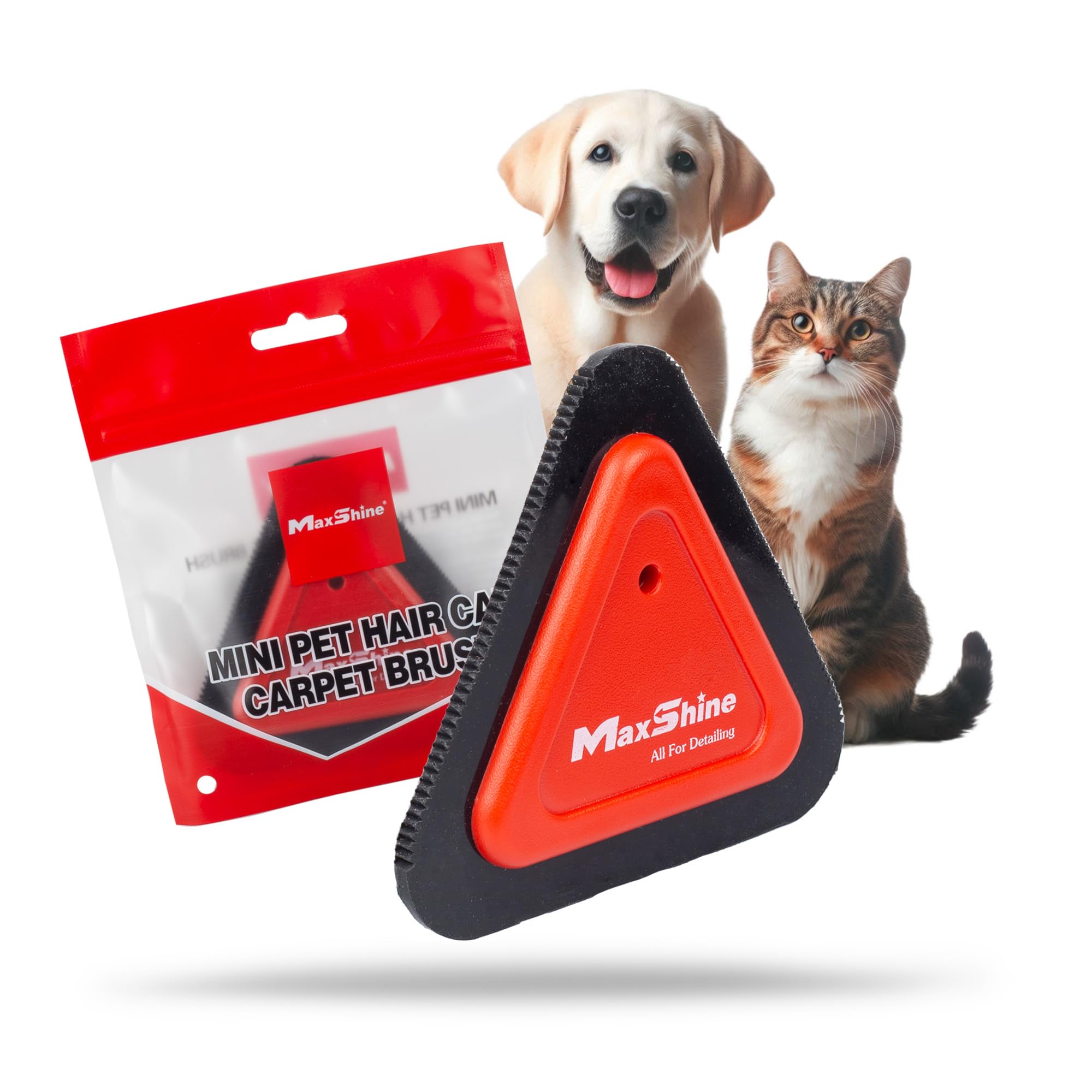 Maxshine Mini Universal Pet Hair Remover Tool – 3-Sided Teeth Brush for Car Interior, Carpets, Dogs & Cats – Easy-to-Clean Hair Removal Tool – Premium Car Detailing Accessory