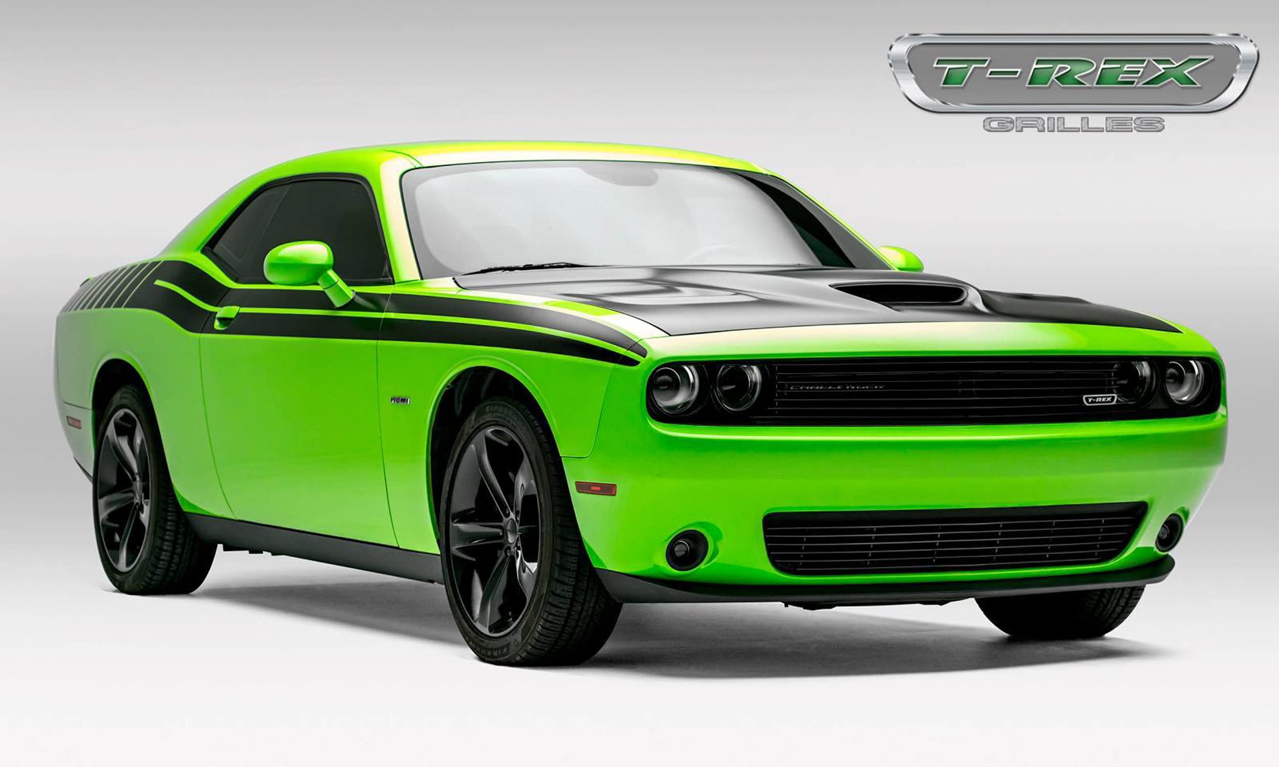 2015-2022 Challenger T-Rex Grilles Laser Billet Grille, Black, 1 Pc, Overlay - PN #6214181